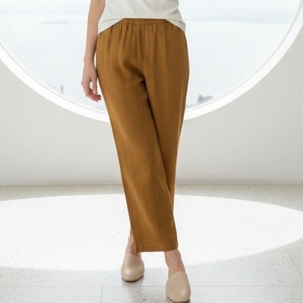 Liberty Women's 24 Elastic Waist Vintage Linen Pants‎ Brown Casual Comfort